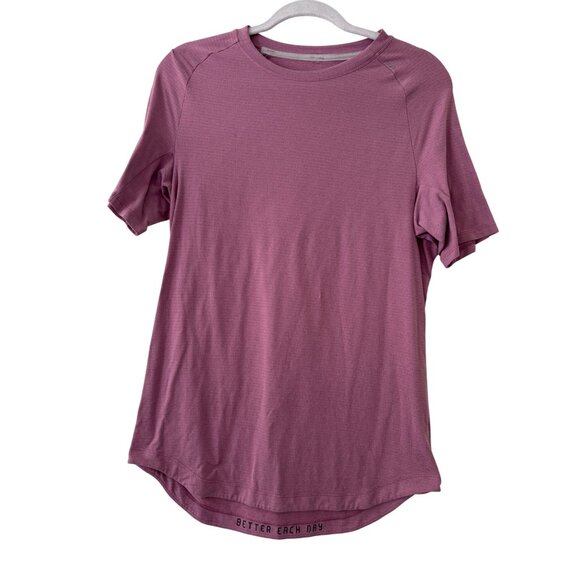 Lululemon Athletica Mauve Performance T-Shirt "Better Each Day" Text Lightweight - Picture 1 of 9